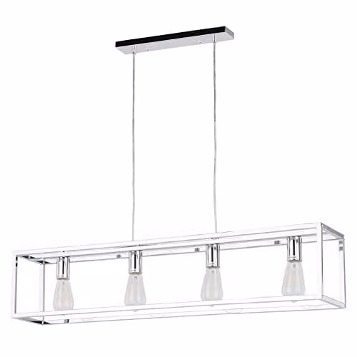 Netlighting Sigalo Industrial Retro 4 Light Bar Pendant Ceiling Light E27 in Silver