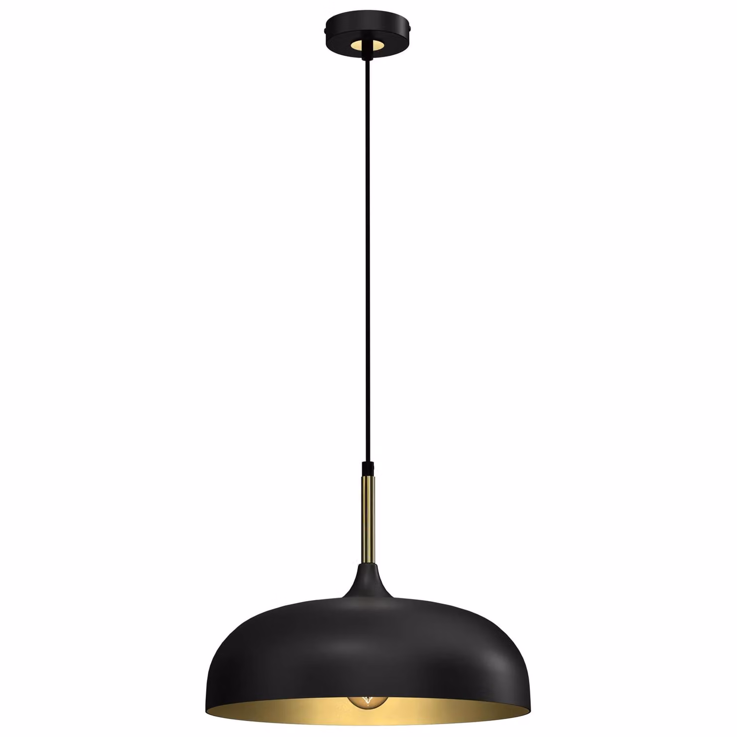 Milagro Lincoln Adjustable Pendant Lamp in Black and Gold/Brass, Diameter: 35 cm – 2