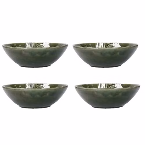 Mikasa Jardin Floral Stoneware Pasta Bowl Set, Green, 4 Pieces, Diameter: 20 cm – 1
