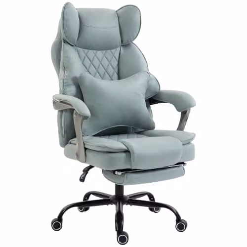 HOMCOM Executive Office Chair with Footrest and Headrest in Blue Synthetic Leather – 1