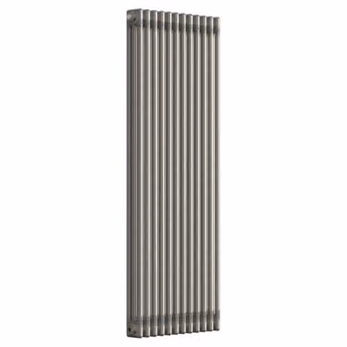 Lux Heat Vertical 3 Column Traditional Radiator in Silver/Grey Bare Metal Lacquer, H 150 cm x W 56 cm x D 12.6 cm – 3