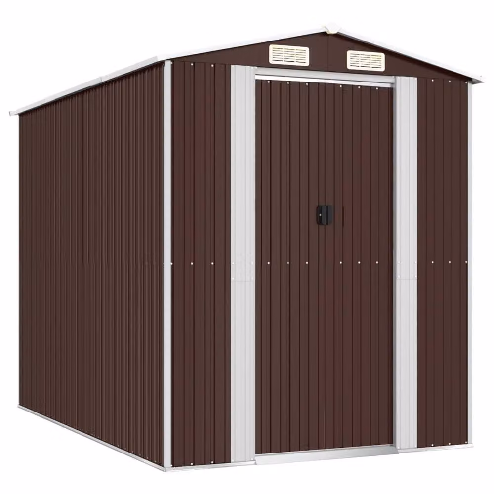 Berkfield Home Garden Shed in Dark Brown Galvanised Steel, W/D/H: 192 x 274 x 223 cm – 3