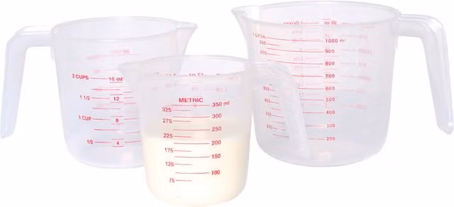 Kitchencraft Set of 3 Transparent Plastic Round Measuring Jugs with Printed Scale