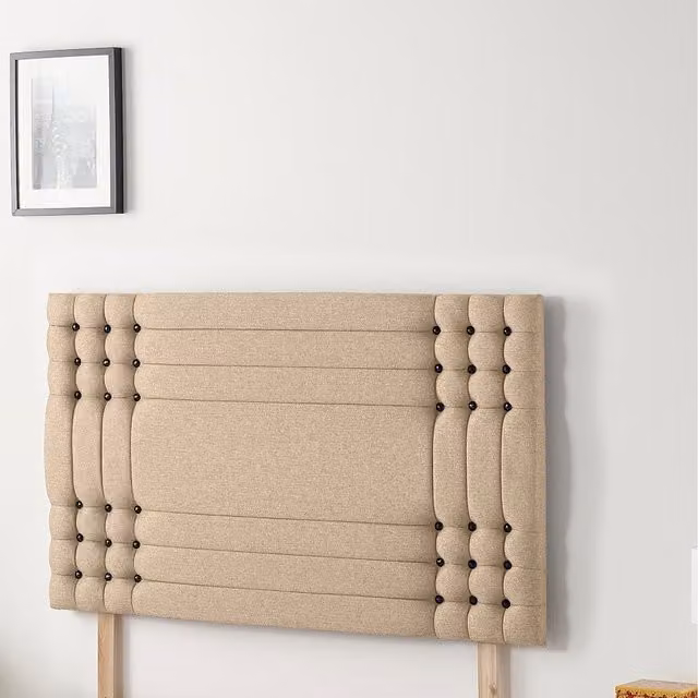 Somnior Beds Ltd Saville Upholstered Plush Velvet Divan Headboard in Beige, W/H: 200 x 81.28 cm
