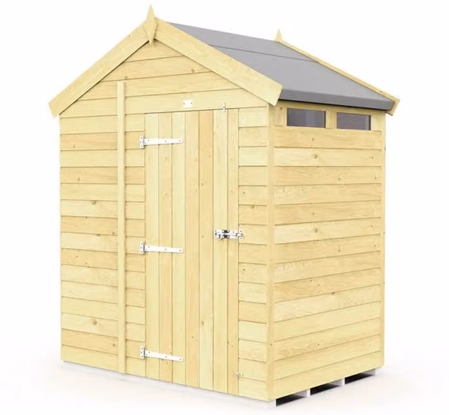 Buttercup Farm Apex Security Wood Shed with Single Door in Brown, W214 x D127 x H217 cm