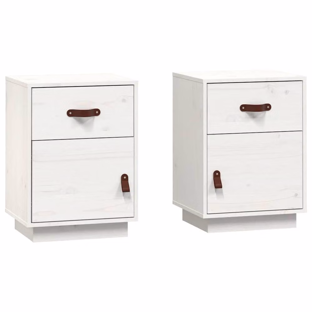 Berkfield Home Beautiful Bedside Cabinets, Set of 2, White Solid Pine Wood, W: 40 cm, D: 34 cm, H: 55 cm – 2