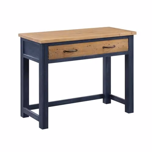baumhaus Splash of Blue Hidden Spacesaver Secretary Desk in White and Blue