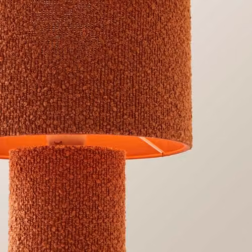 ValueLights Ash Rust Boucle Fabric Table Lamp with Bulb in Red and Brown – 3