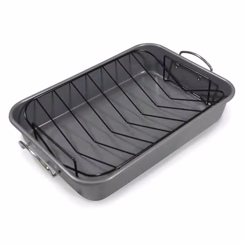 Carter & Clay Steel Non-Stick Rectangular Roasting Dish in Silver and Grey – 1