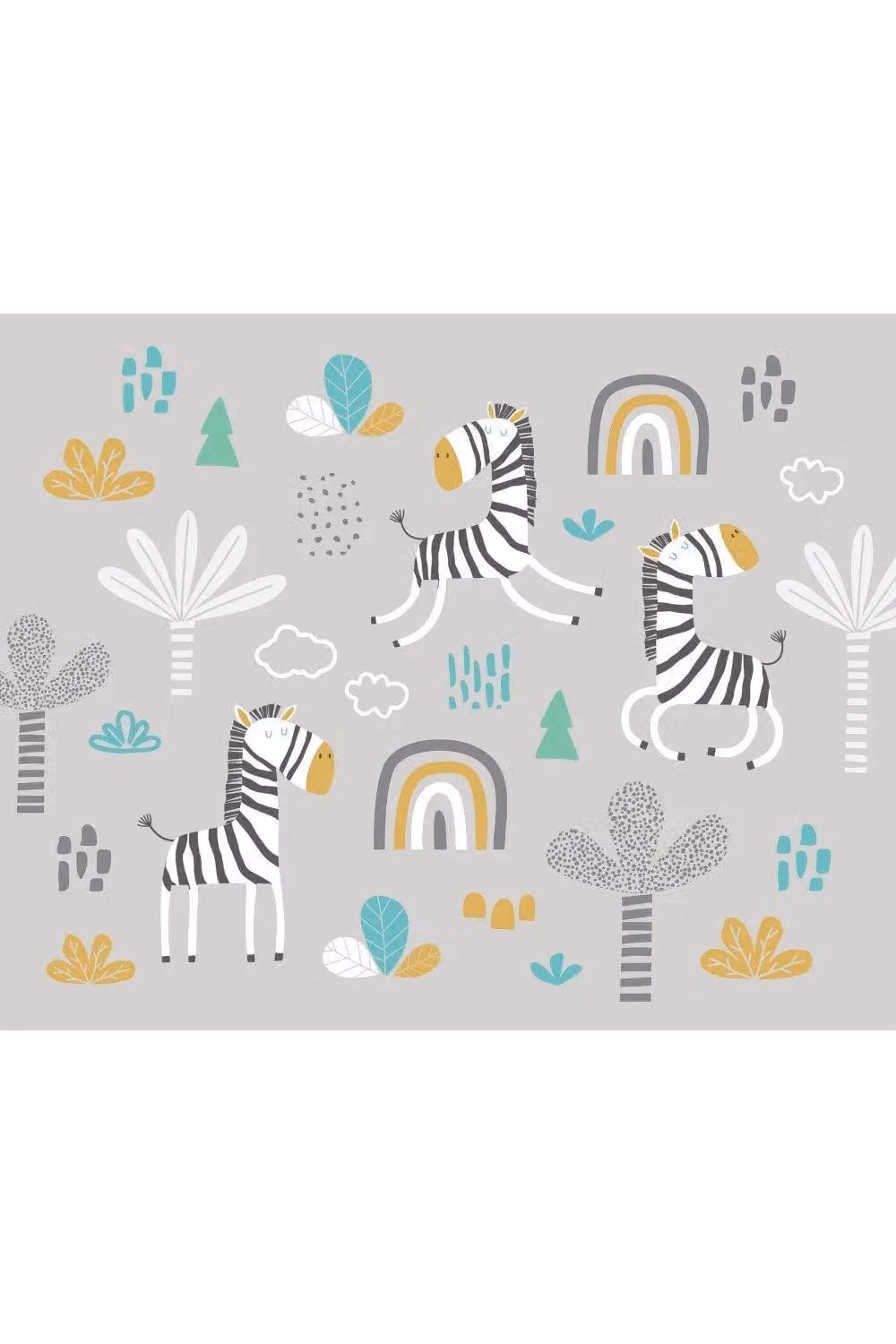 Origin Murals Dancing Zebras Wall Mural in Grey, W: 300 cm, H: 240 cm – 2