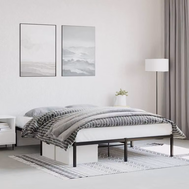 Berkfield Home Metal Bed Frame with Drawers, Black, W: 160 cm, D: 200 cm, H: 207 cm