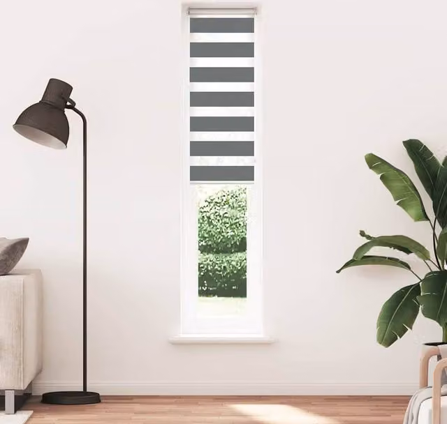 Berkfield Home Black Zebra Day and Night Blind, W: 115 cm, H: 100 cm