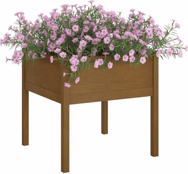 Berkfield Home Garden Planter Tub Set of 2, Honey Brown Solid Pinewood, W/D/H: 70 x 70 x 70 cm