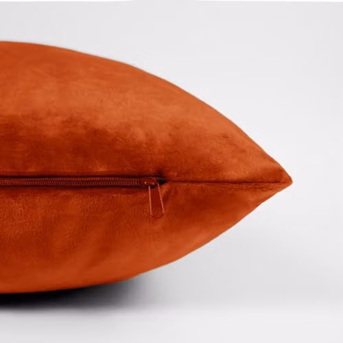 OHS Pack of 2 Matte Velvet Square Cushion Covers in Orange, W/D/H: 45 x 45 x 45 cm – 3