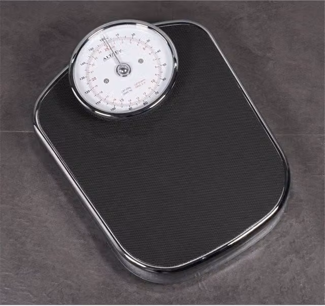 NESTLUNE Analogue Personal Bathroom Scale with Anti-Slip Rubber Surface in Black – 1