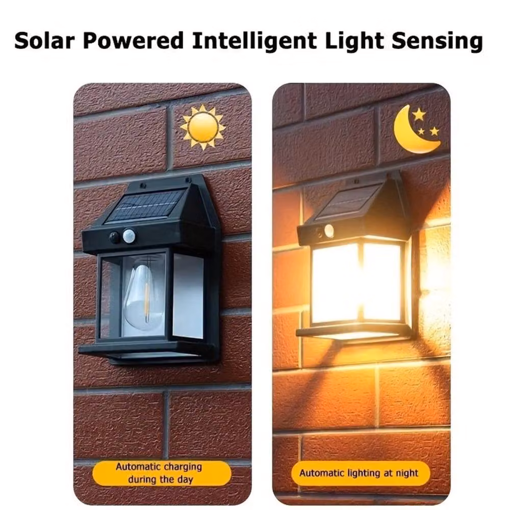 NESTLUNE 2-Piece Solar LED Wall Lamp with PIR Motion Sensor in Black – 4