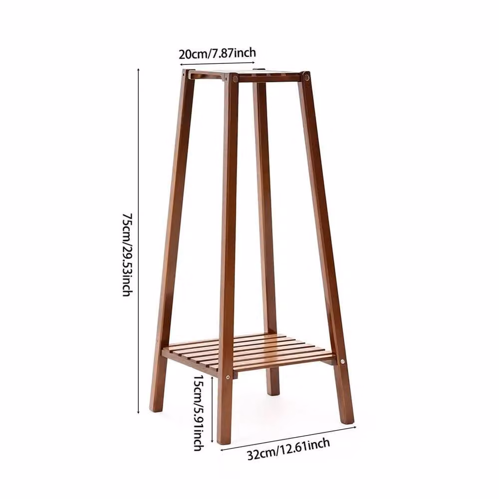 KORVIXA Trapezoidal Solid Wood Plant Stand in Brown – 2