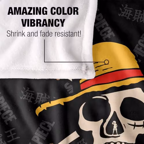 Netflix One Piece Jolly Roger Logo Officially Licensed Super Soft Fleece Throw Blanket in White, W/D/H: 152 x 127 cm – 3
