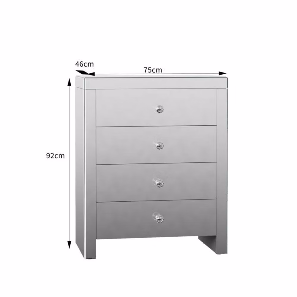 Comfy Living Ltd Silver Mirrored 4 Drawer Chest of Drawers – 3