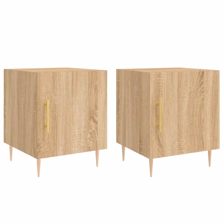 Berkfield Home Set of 2 Sonoma Oak Bedside Cabinets in Brown, W/D/H: 40 x 40 x 50 cm