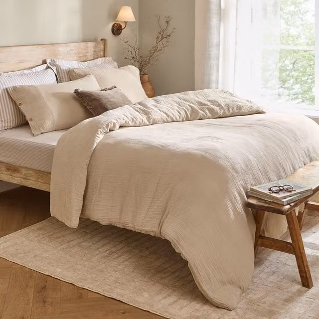 Yard Lark Riva Home Cotton Muslin Duvet Cover Set in Beige, W/D/H: 200 x 200 cm