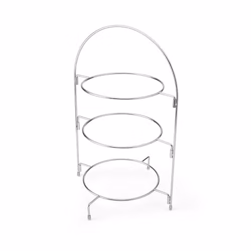Artesa 3 Tier Afternoon Tea Cake Serving Stand, Silver, W/D/H: 29 x 19.5 x 43 cm
