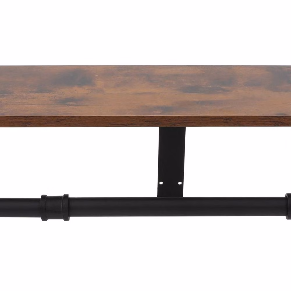 VOGREX Industrial Wood and Black Iron Wall Coat Rack for Hallway, Bedroom or Kitchen, W: 104 cm, D: 25 cm – 3