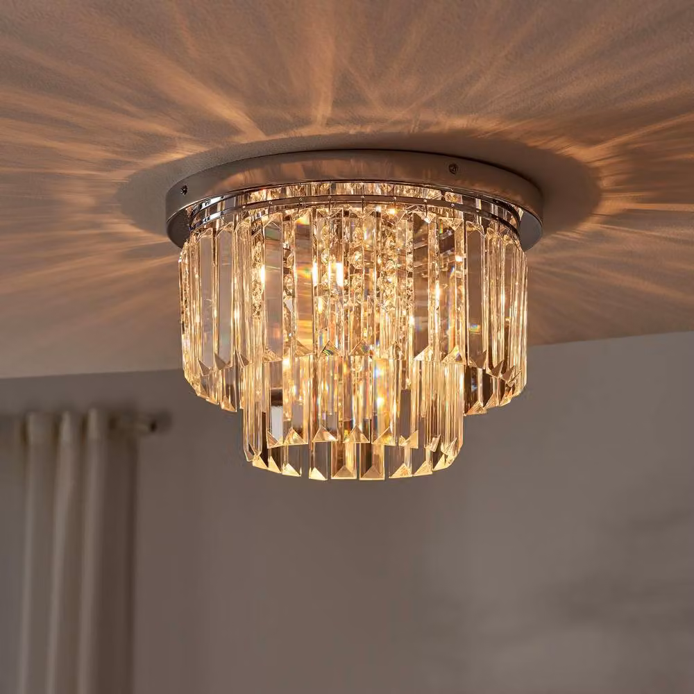 FurnitureboxUK Isabella Cut Glass Crystal Drop Ceiling Light in Silver and Chrome – 2