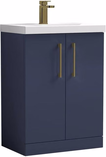 Balterley Contemporary Blue 2-Door Bathroom Floor Vanity Unit and Basin, W: 60 cm – 1