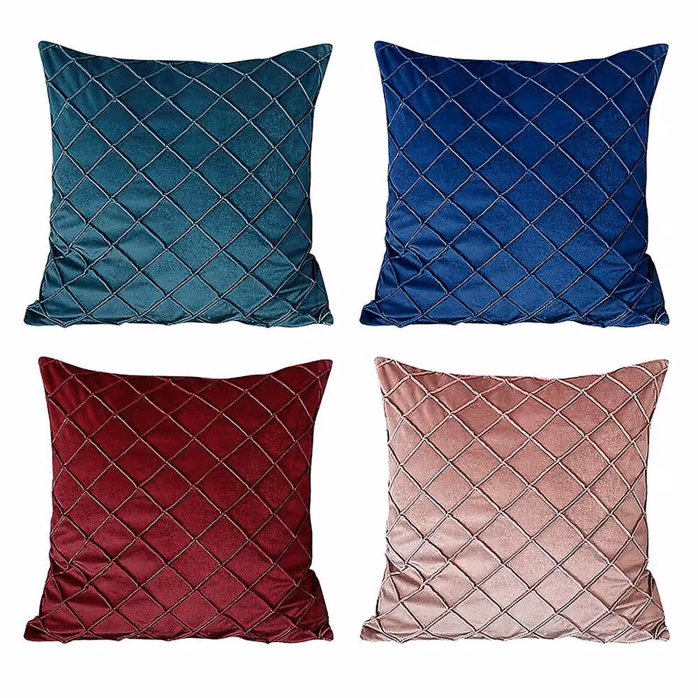 YnysTec Velvet Checked Cushion Cover in Beige, W/D/H: 45 x 45 x 45 cm – 5