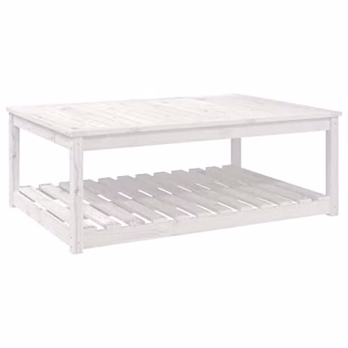 vidaXL White Lacquered Rectangular Garden Table made of Solid Pine Wood W/D/H: 121 x 82.5 x 45 cm – 1