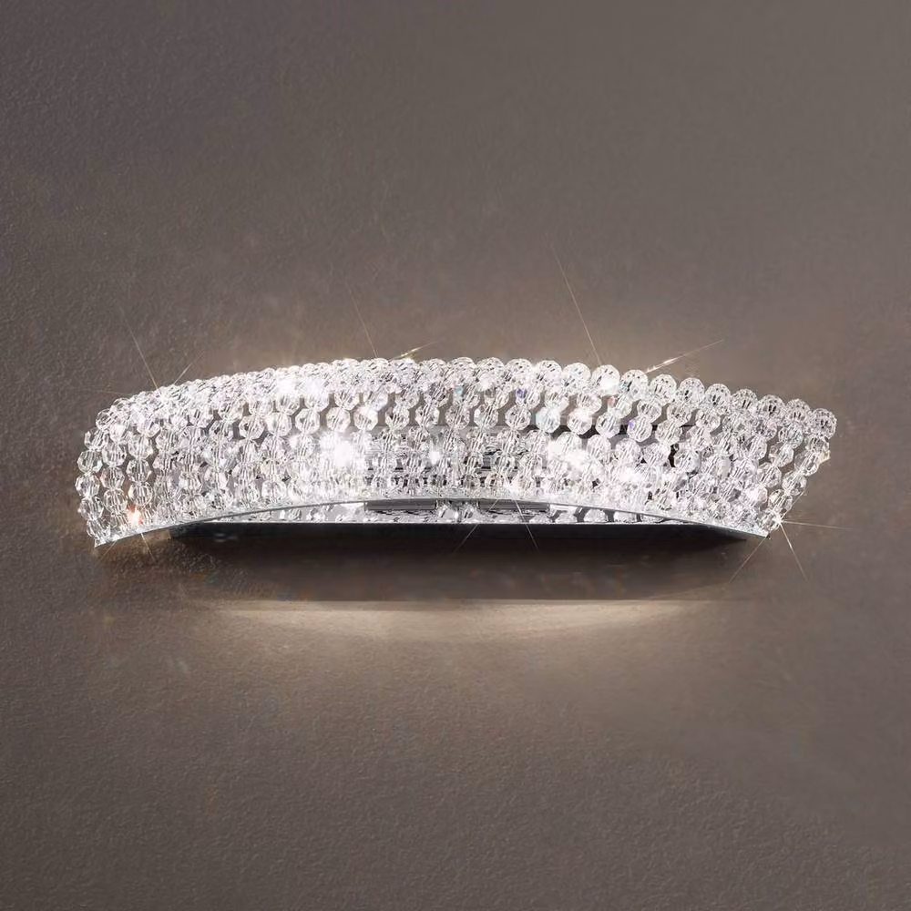 Netlighting Carla Designer Crystal Wall Light in Polished Chrome and Grey with 2x G9 Bulbs – 2