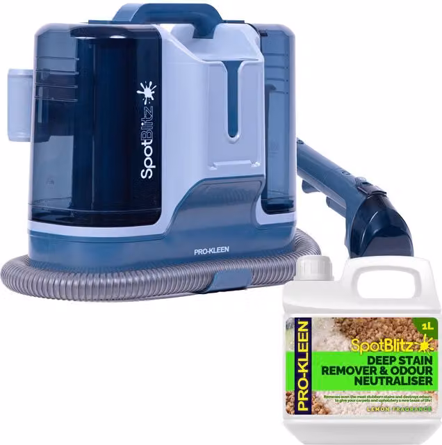 ProKleen Spot Cleaner Carpet Washer in Grey with 1.8L Tank, 650W Power and 1L Lemon Carpet Shampoo