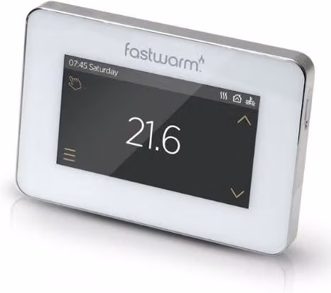 Fastwarm Touchscreen Thermostat with Display and Window Open Detection, 16 Amp, White