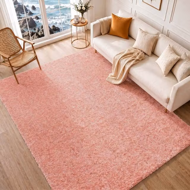 Livabliss Cloudy Shag Soft Plush Pile Living Rug in Pink, W: 160 cm, L: 215 cm