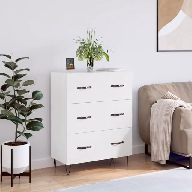 Berkfield Home White Classic Sideboard, W/D/H: 69.5 x 34 x 90 cm
