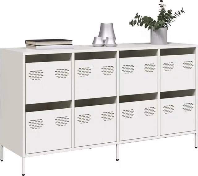 Berkfield Home Modern White Matt Metal Sideboard W/D/H: 135 x 39 x 73.5 cm – 1