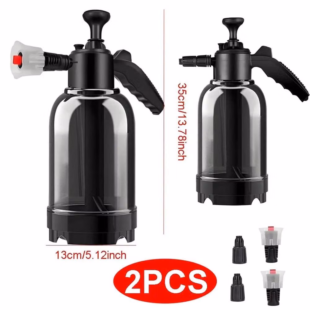VOGREX 2x 2L Manual Car Wash Foam Pressure Sprayer Hand Held Pump Bottles in Black – 2