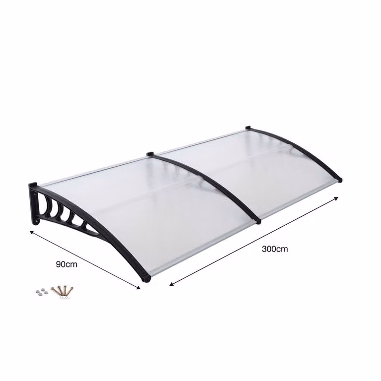 NESTLUNE White Front Door Awning Lean-To Porch Rain Cover W: 90 cm, D: 100 cm, H: 100 cm