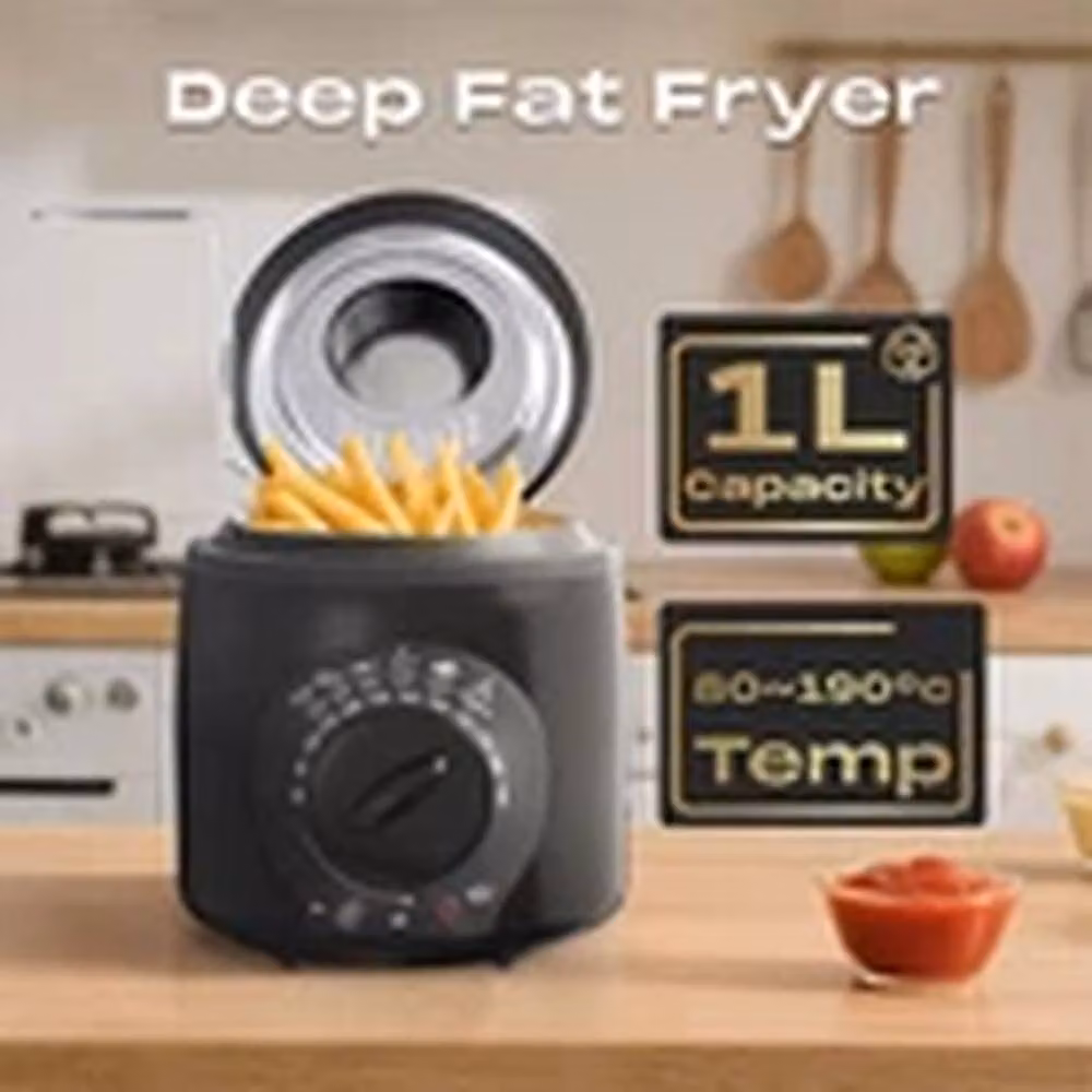 EONLION 1L Small Electric Deep Fat Fryer with Non-stick Chip Pan and Basket in Black – 5
