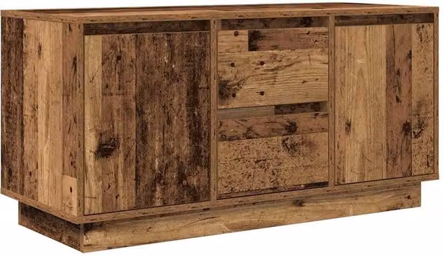 Berkfield Home TV Cabinet with LED Lights in Old Wood Brown, W/D/H: 100 x 41 x 50 cm