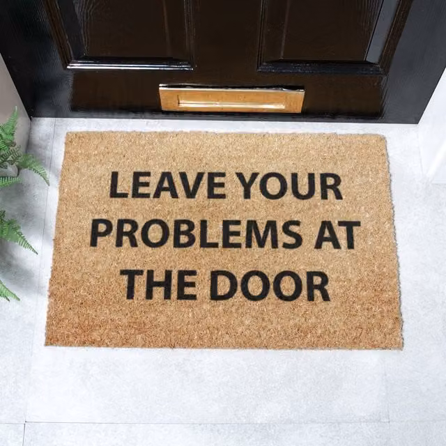 Artsy Mats Leave Your Problems At The Door Doormat, Brown, Coir and Natural Rubber, Non-Slip and Weatherproof