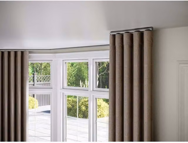 NewEdgeBlinds Styleline Gliding Curtain Pole Set with End Cap, Silver, 360cm