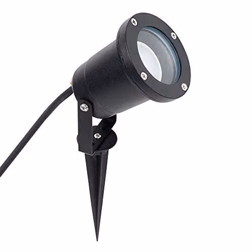 MiniSun Pack of 6 Modern Black Outdoor LED Lights with Ground Spike and Wall Mount, IP65 Rated, 3000K Warm White, Mains Wired