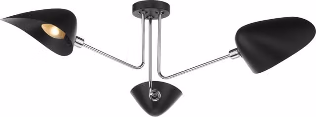 Dar SEB0322 Mid-Century Black and Chrome LED Ceiling Light with Adjustable Up and Down Lighting