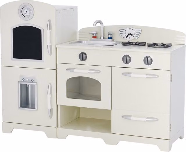 Teamson Kids Little Chef Fairfield Retro Play Kitchen in White Wood