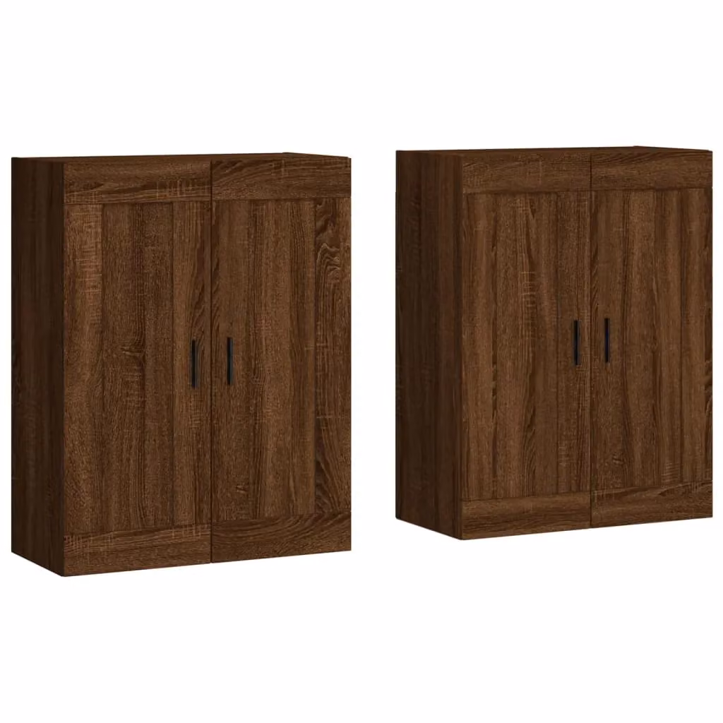 Berkfield Home Set of 2 Wall Mounted Cabinets in Brown Oak Engineered Wood – 2