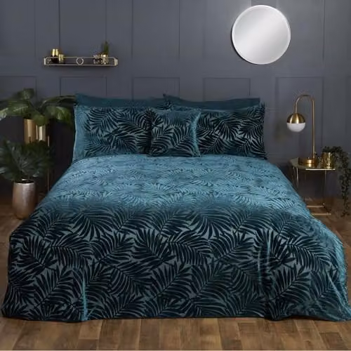 Rapport Home Paloma Floral Polycotton Jacquard Duvet Cover and Pillowcase Set in Green and Blue, 140 x 200 cm – 1