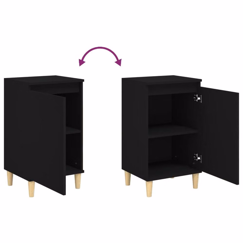 Berkfield Home Set of 2 Black Bedside Cabinets in Engineered Wood, W/D/H: 40 x 35 x 70 cm – 6