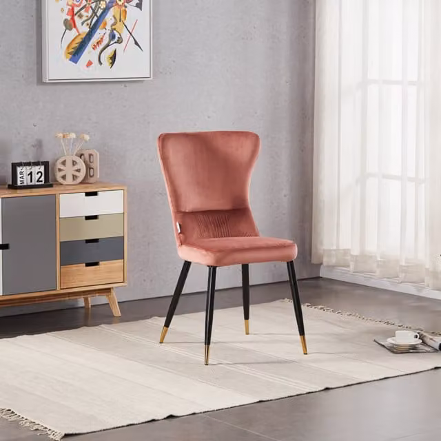 Life Interiors New York LUX Velvet Dining Chairs, Set of 2, Pink